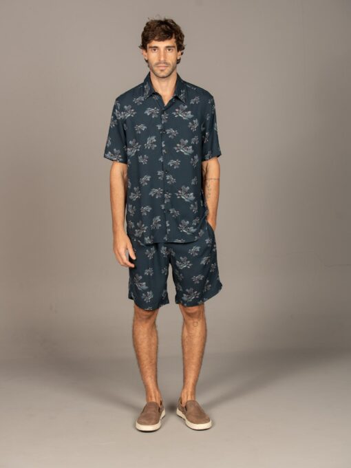 Markus Grey Peonia Set (Short-Sleeve Shirt + Short Pants) - Image 3