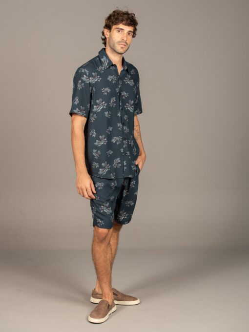 Markus Grey Peonia Set (Short-Sleeve Shirt + Short Pants) - Image 4
